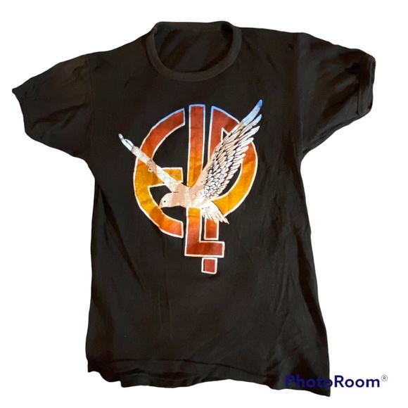 Vintage ELP Emerson Lake & Palmer Double sided Rock Band T-Shirt No Size Tag - Picture 1 of 9